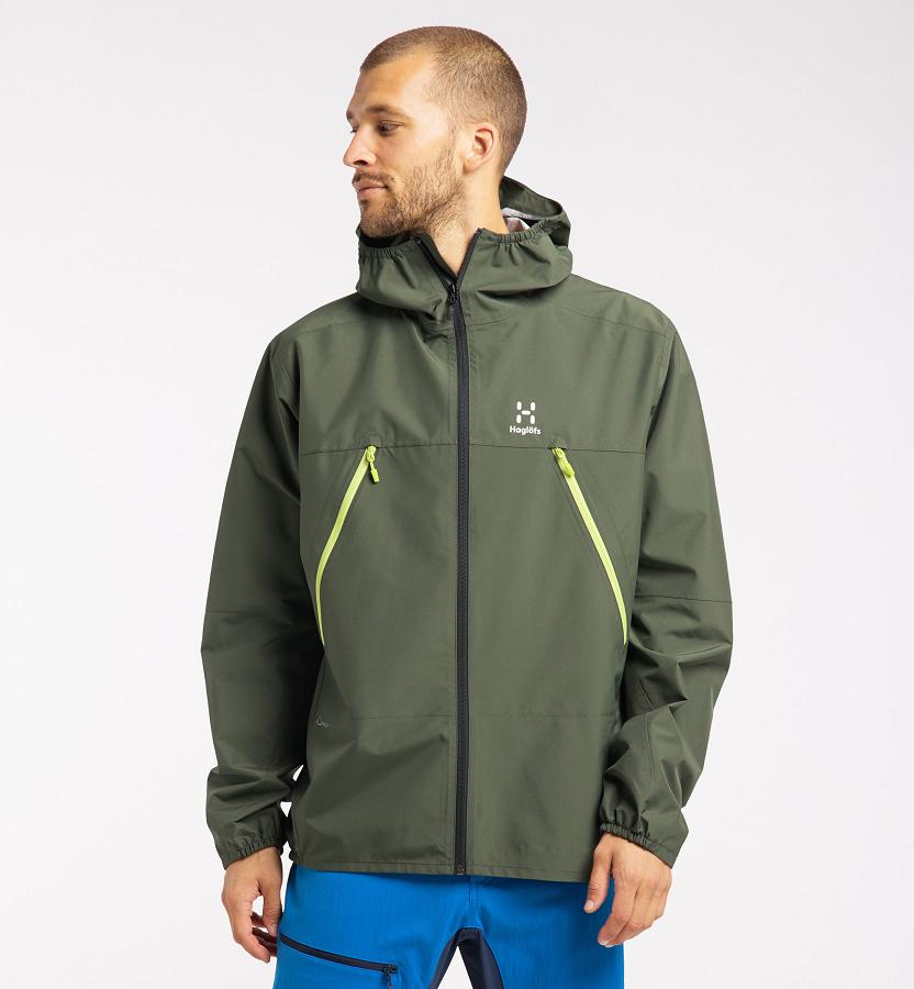 Haglöfs Mens Spira Waterproof Jacket Dark Green New Zealand 54862LMXA